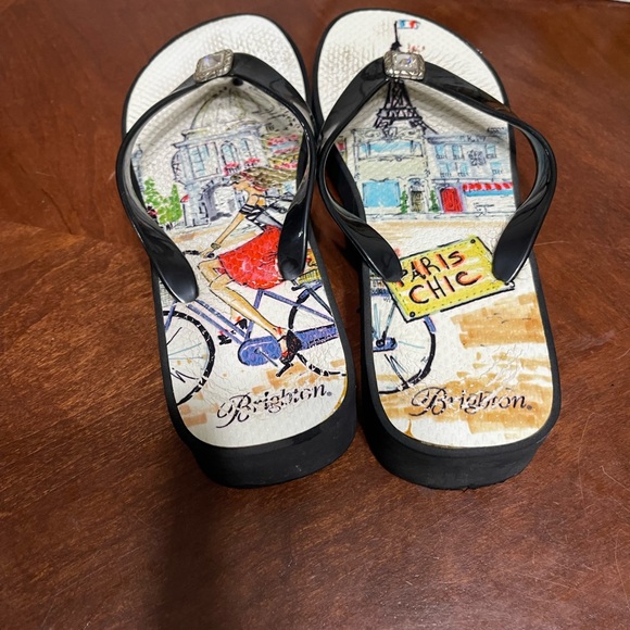 Brighton Jewelled Flip Flops Wedge Sandal Paris Chic - Picture 5 of 8